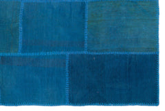 Teselya Mavi Patchwork Yün El Dokuma Halısı 155 x 230 Apex Unique