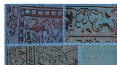 Iskece Mavi Eskitme Yün El Dokuma Halısı 080 x 150 Apex Unique