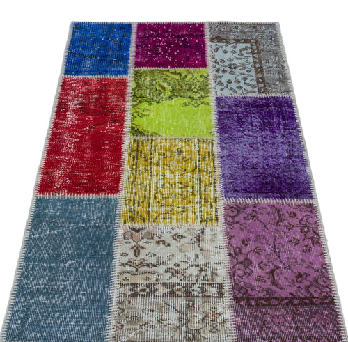 Iskece Bej Patchwork Yün El Dokuma Halısı 080 x 150 Apex Unique