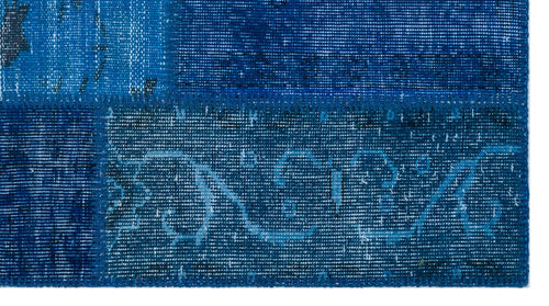 Iskece Mavi Eskitme Yün El Dokuma Halısı 080 x 150 Apex Unique