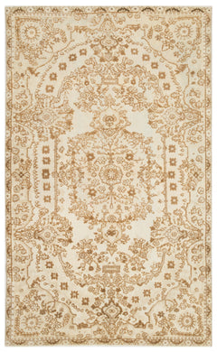 Mora Bej Eskitme Yün El Dokuma Halısı 189 x 304 Apex Unique