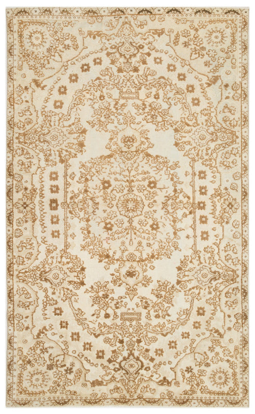 Mora Bej Eskitme Yün El Dokuma Halısı 189 x 304 Apex Unique