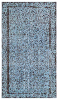 Atina Mavi Eskitme Yün El Dokuma Halısı 153 x 268 Apex Unique