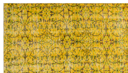 Atina Sarı Eskitme Yün El Dokuma Halısı 188 x 335 Apex Unique