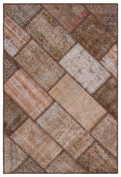 Iskece Kahverengi Eskitme Yün El Dokuma Halısı 121 x 180 Apex Unique