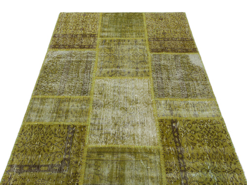 Iskece Yeşil Eskitme Yün El Dokuma Halısı 120 x 180 Apex Unique