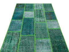 Iskece Yeşil Eskitme Yün El Dokuma Halısı 120 x 180 Apex Unique