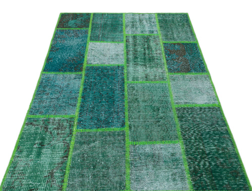 Iskece Yeşil Eskitme Yün El Dokuma Halısı 120 x 180 Apex Unique