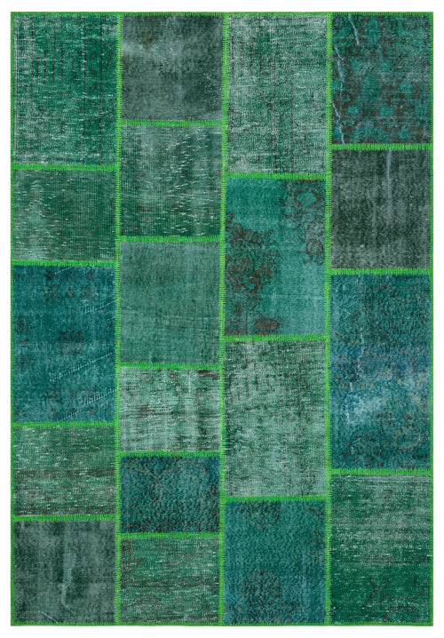 Iskece Yeşil Eskitme Yün El Dokuma Halısı 160 x 230 Apex Unique