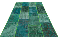 Iskece Yeşil Eskitme Yün El Dokuma Halısı 160 x 230 Apex Unique