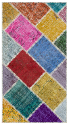 Iskece Bej Patchwork Yün El Dokuma Halısı 080 x 150 Apex Unique