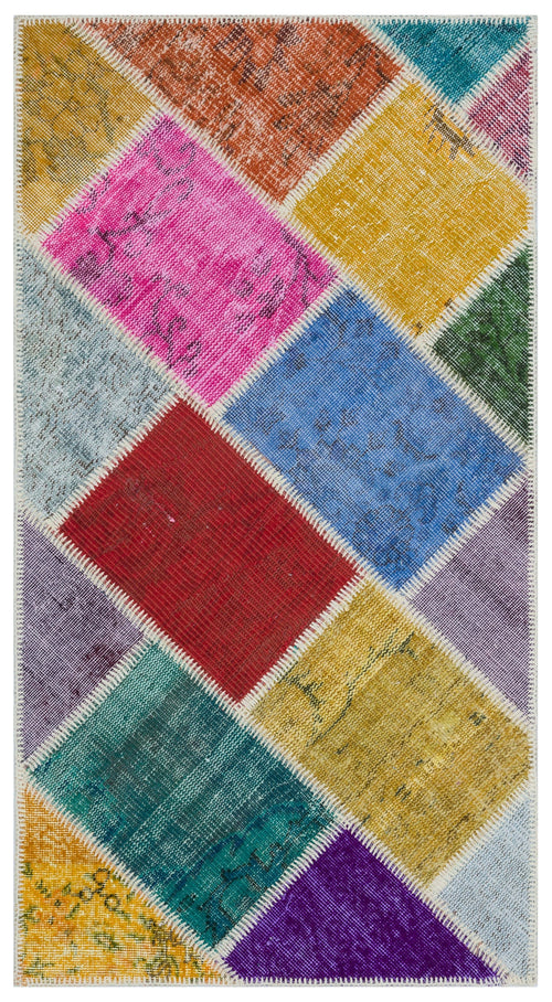 Iskece Bej Patchwork Yün El Dokuma Halısı 080 x 150 Apex Unique