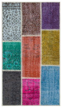 Iskece Bej Patchwork Yün El Dokuma Halısı 080 x 150 Apex Unique