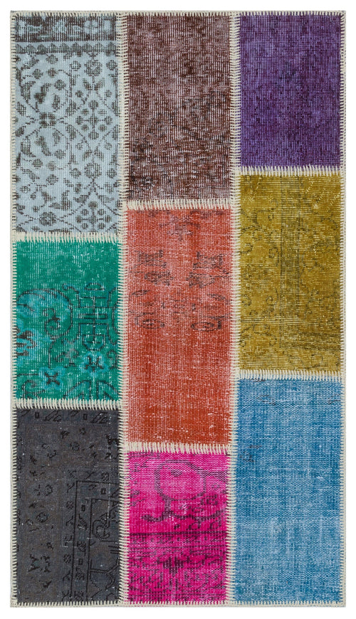 Iskece Bej Patchwork Yün El Dokuma Halısı 080 x 150 Apex Unique