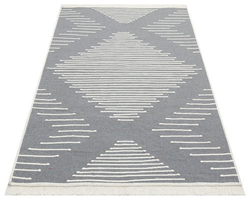 Melk Gri Geometrik Pamuk Dokuma Kilim Eko