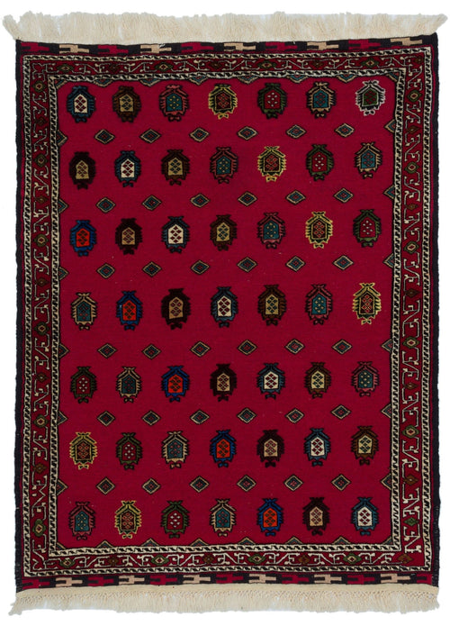 Kavala Kırmızı Klasik Yün El Dokuma Halısı 121 x 160 Apex Unique
