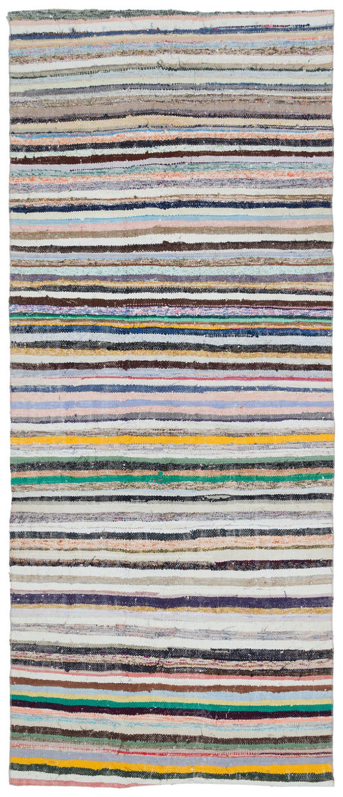 Girit Bej Çizgili Yün El Dokuma Halısı 141 x 334 Apex Unique
