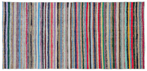 Girit Bej Çizgili Yün El Dokuma Halısı 148 x 305 Apex Unique