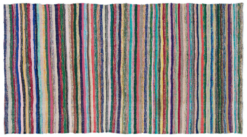 Girit Bej Çizgili Yün El Dokuma Halısı 165 x 303 Apex Unique
