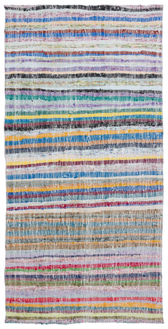 Girit Bej Çizgili Yün El Dokuma Halısı 146 x 300 Apex Unique
