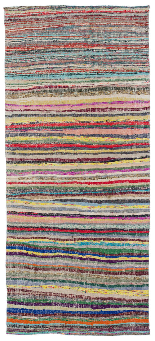 Girit Bej Çizgili Yün El Dokuma Halısı 147 x 338 Apex Unique
