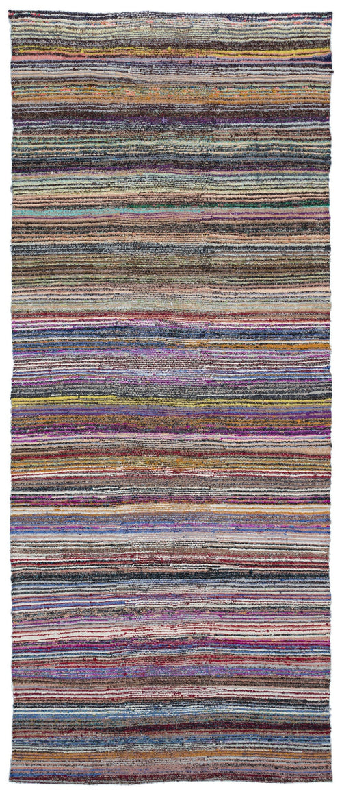 Girit Bej Çizgili Yün El Dokuma Halısı 135 x 332 Apex Unique