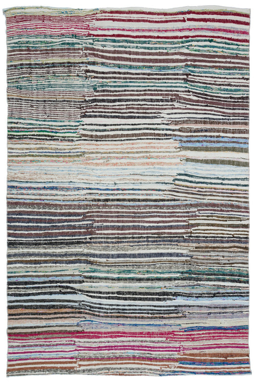 Girit Bej Çizgili Yün El Dokuma Halısı 193 x 300 Apex Unique