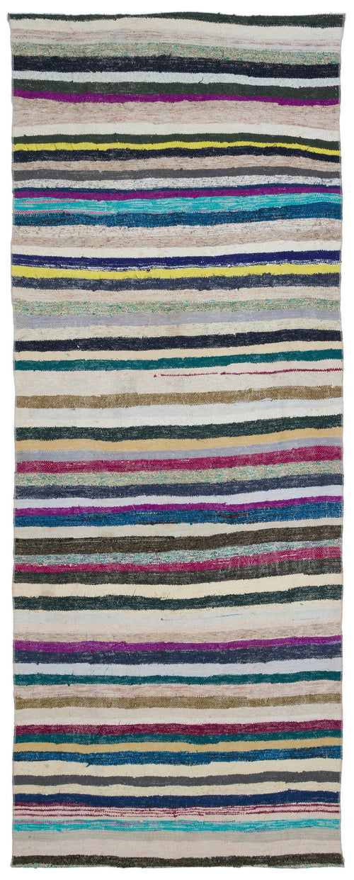 Girit Bej Çizgili Yün El Dokuma Halısı 130 x 334 Apex Unique