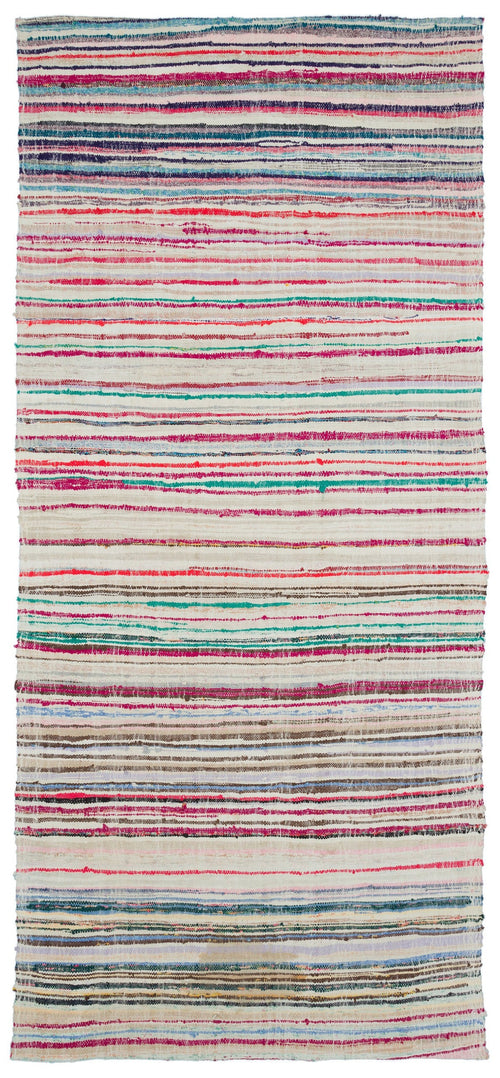 Girit Bej Çizgili Yün El Dokuma Halısı 153 x 330 Apex Unique