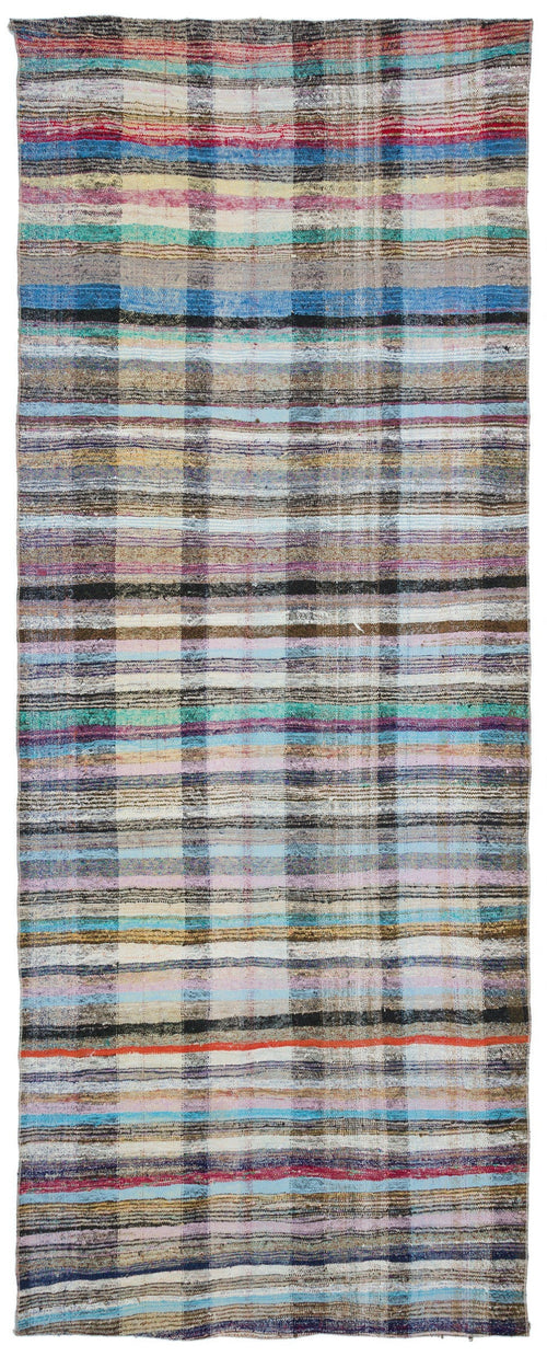 Girit Bej Çizgili Yün El Dokuma Halısı 144 x 357 Apex Unique