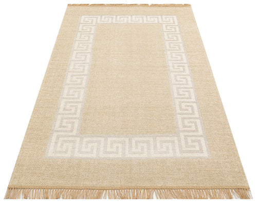 Knittelfeld Bej Geometrik Pamuk Dokuma Kilim Eko