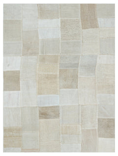 Teselya Bej Patchwork Yün El Dokuma Halısı 151 x 202 Apex Unique