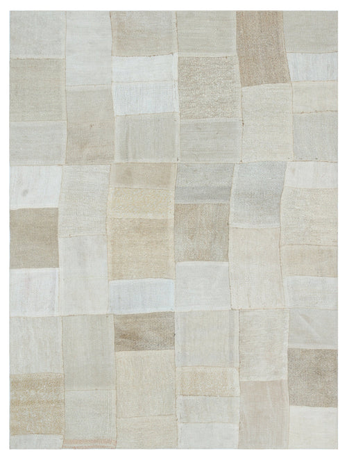 Teselya Bej Patchwork Yün El Dokuma Halısı 151 x 202 Apex Unique