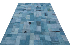 Teselya Turkuaz Patchwork Yün El Dokuma Halısı 160 x 223 Apex Unique