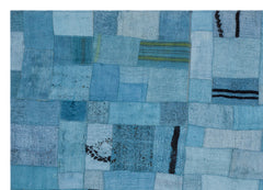 Teselya Turkuaz Patchwork Yün El Dokuma Halısı 160 x 223 Apex Unique
