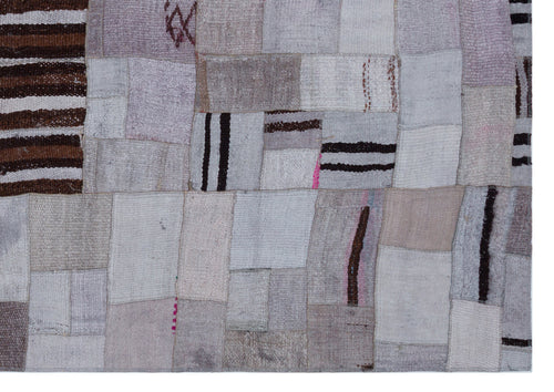Teselya Mor Patchwork Yün El Dokuma Halısı 160 x 230 Apex Unique