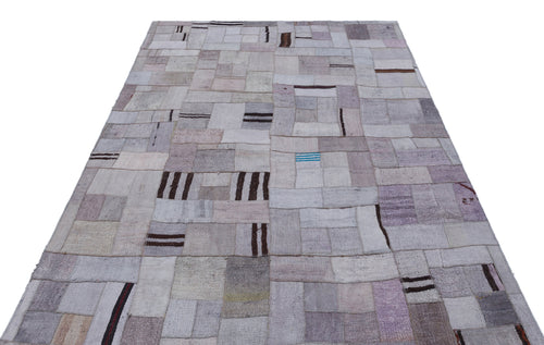 Teselya Mor Patchwork Yün El Dokuma Halısı 162 x 230 Apex Unique