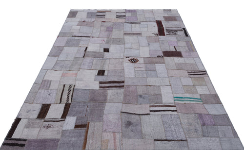 Teselya Mor Patchwork Yün El Dokuma Halısı 170 x 237 Apex Unique