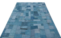 Teselya Mavi Patchwork Yün El Dokuma Halısı 160 x 224 Apex Unique