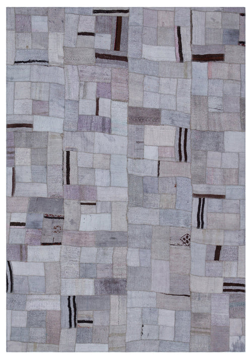 Teselya Mavi Patchwork Yün El Dokuma Halısı 161 x 230 Apex Unique