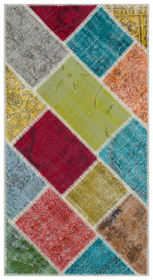 Iskece Bej Patchwork Yün El Dokuma Halısı 080 x 150 Apex Unique