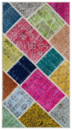 Iskece Bej Patchwork Yün El Dokuma Halısı 080 x 150 Apex Unique