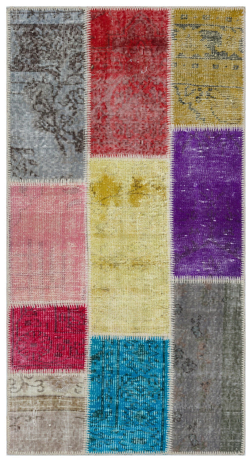 Iskece Bej Patchwork Yün El Dokuma Halısı 080 x 150 Apex Unique