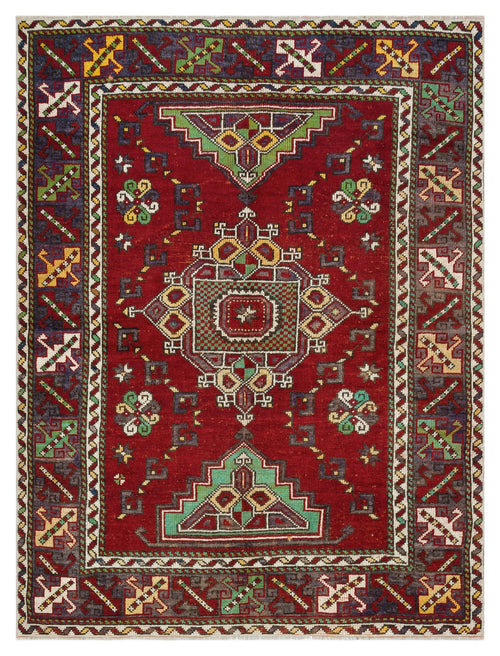 Kavala Kırmızı Klasik Yün El Dokuma Halısı 135 x 177 Apex Unique