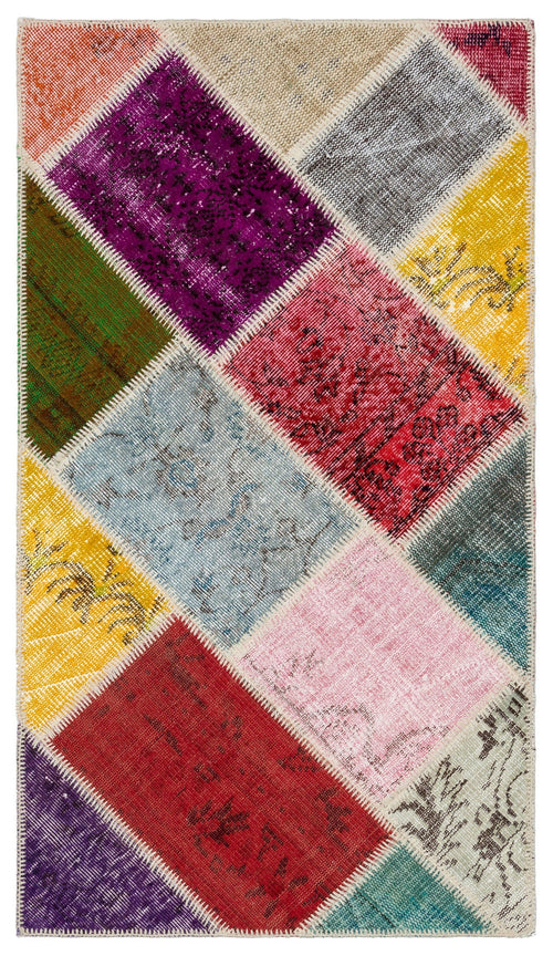 Iskece Bej Patchwork Yün El Dokuma Halısı 082 x 147 Apex Unique