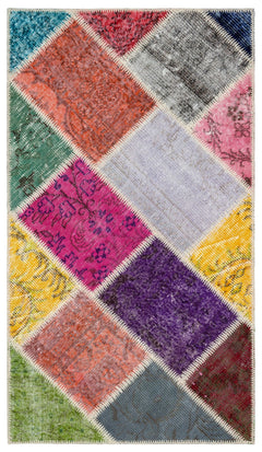 Iskece Bej Patchwork Yün El Dokuma Halısı 082 x 146 Apex Unique