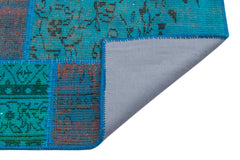 Iskece Turkuaz Eskitme Yün El Dokuma Halısı 122 x 183 Apex Unique