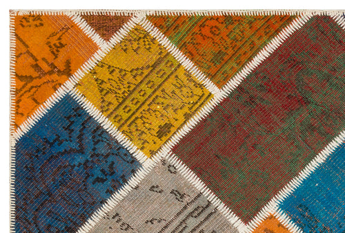 Iskece Bej Patchwork Yün El Dokuma Halısı 123 x 184 Apex Unique