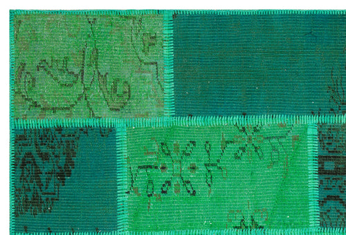 Iskece Yeşil Eskitme Yün El Dokuma Halısı 121 x 181 Apex Unique