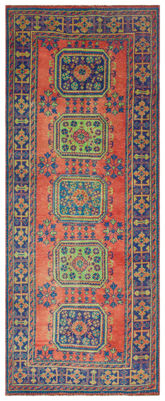 Kavala Kırmızı Klasik Yün El Dokuma Halısı 141 x 347 Apex Unique